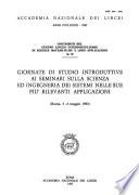 Giornate di studio introduttive ai seminari sulla scienza ed ingegneria dei sistemi nelle sue più rilevanti applicazioni