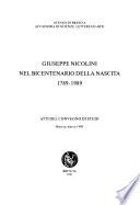 Giuseppe Nicolini nel bicentenario della nascita 1789-1989