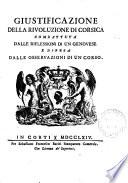 Giustificazione della rivoluzione di Corsica combattuta dalle riflessioni di un genovese e difesa dalle osservazioni di un corso