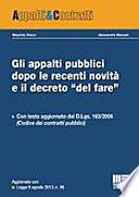 Gli appalti pubblici dopo le recenti novità e il decreto «del fare»