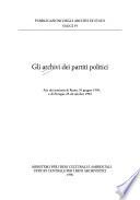 Gli Archivi dei partiti politici