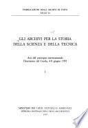 Gli Archivi per la storia della scienza e della tecnica