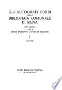 Gli autografi Porri della Biblioteca comunale di Siena