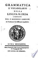 Grammatica e Vocabolario della lingua Kurda