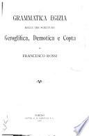 Grammatica egizia nelle tre scritture geroglifica