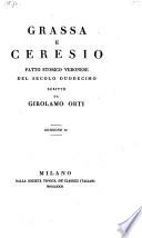 Grassa e Ceresio, fatto storico Veronese del secolo duodecimo