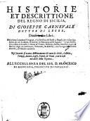 Historie et descrittione del regno di Sicilia, di Gioseppe Carnevale dottor di legge diuise in due libri. ..