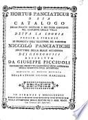 Hortus Panciaticus, ossia catalogo delle piante esotiche e dei fiori esistenti nel giardino della villa detta la Soggia presso a Firenze, di proprietà dell'illustriss. Sig. Marchese N. Panciatichi, etc