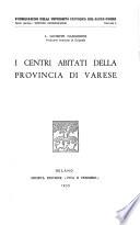 I centri abitati della provincia di Varese