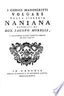 I codici manoscritti volgari della libreria Naniana