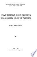 I frati penitenti di san Francesco nella società del Due e Trecento