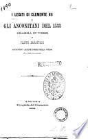 I legati di Clemente 7. e gli anconetani del 1533 dramma in versi di Filippo Barattani ...