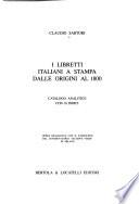 I libretti italiani a stampa dalle origini al 1800: R-Z