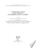 I manoscritti datati delle province di Frosinone, Rieti e Viterbo