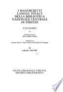 I manoscritti Landau Finaly della Biblioteca nazionale centrale di Firenze