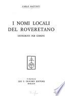 I nomi locali del Roveretano distribuiti per comuni