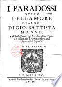 I paradossi overo dell'amore dialogi