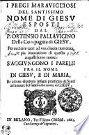 I PREGI MARAVIGLIOSI DEL SANTISSIMO NOME DI GIESV