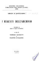 I regesti dell'archivio: Aula II, capsule LVI-LXVIII