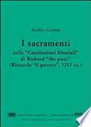 I sacramenti nelle Costituzioni sinodali di Richard the poor (Riccardo il povero, 1217 ca.)