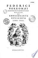 I Sacri ragionamenti (sinodali) di Federico Borromeo cardinale... ed arcivescovo di Milano...