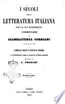 I secoli della letteratura italiana dopo il suo Risorgimento commentario di Giambattista Corniani