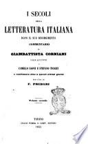I secoli della letteratura italiana dopo il suo risorgimento commentario di Giambattista Corniani