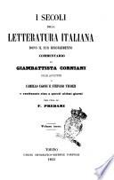 I secoli della letteratura italiana dopo il suo risorgimento commentario di Giambattista Corniani