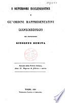 I Superiori ecclesiastici e gl'ordini rappresentativi