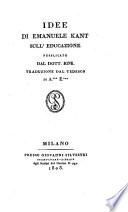 Idee di Emanuele Kant sul educazione