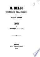 Il bello considerato nelle varietà della specie umana canto di Lorenzo Puppati