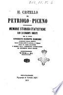 Il castello di Petriolo-Piceno memorie storico-statistiche con documentiinediti Giuseppe Sabbioni
