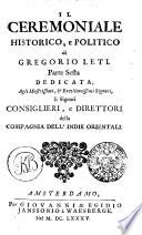 IL CEREMONIALE HISTORICO, e POLITICO.