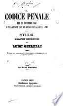 Il codice penale del 20 novembre 1859 in relazione con le leggi penali del 1819
