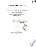 Il critico criticato ossia Risposta all'estensore dell'articolo sulla Flora Ticinensis inserito nella Biblioteca Italiana n. 12. dicembre 1816 pag. 492
