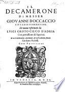 Il decamerone do Messer Giovanni Boccaccio Cittadin Fiorentino, di nuovo riformato da Luigi Groto, Cieco d'Adria, et con le dichiarationi avertimenti et un vocabolario, fatto da Girolamo Ruscelli