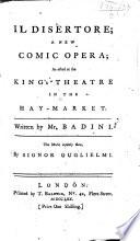 Il Desertore; a new comic opera ... as acted at the King's Theatre, etc. Ital. & Eng