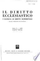 Il Diritto ecclesiastico e rassegna di diritto matrimoniale