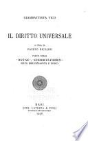Il diritto universale, a cura di Fausto Nicolini. 3 v. 1936