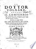 Il dotto volgare, ovvero il compendio di tutta la legge civile, canonica, feudale e municipale (etc.)