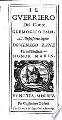 Il guerriero del conte Glemogilo Talpi. All'illustrissimo signor Domenego Zane fù dell'illustriss.mo signor Marin