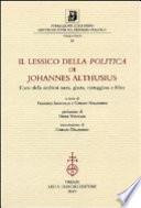 Il lessico della Politica di Johannes Althusius