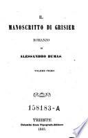 Il manoscritto di Grisier ; Romanzo