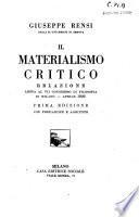 Il materialismo critico