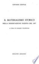 Il materialismo storico nella dissertazione inedita del 1897
