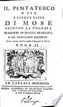 Il Pentateuco; o sia, i cinque libri di Mosè