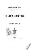 Il principio d'autorità in Italia e il partito conservatore considerazioni di Roberto Corniani