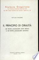 Il principio di oralità nel diritto processuale civile italiano e nel diritto processuale canonico