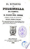 Il ritorno di Pulcinella da Padova ossia Il pazzo per amore commedia in due atti per musica del sig. Andrea Passaro
