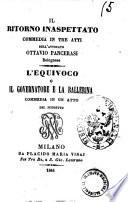 Il ritorno inaspettato commedia in tre atti Ottavio Pancerasi